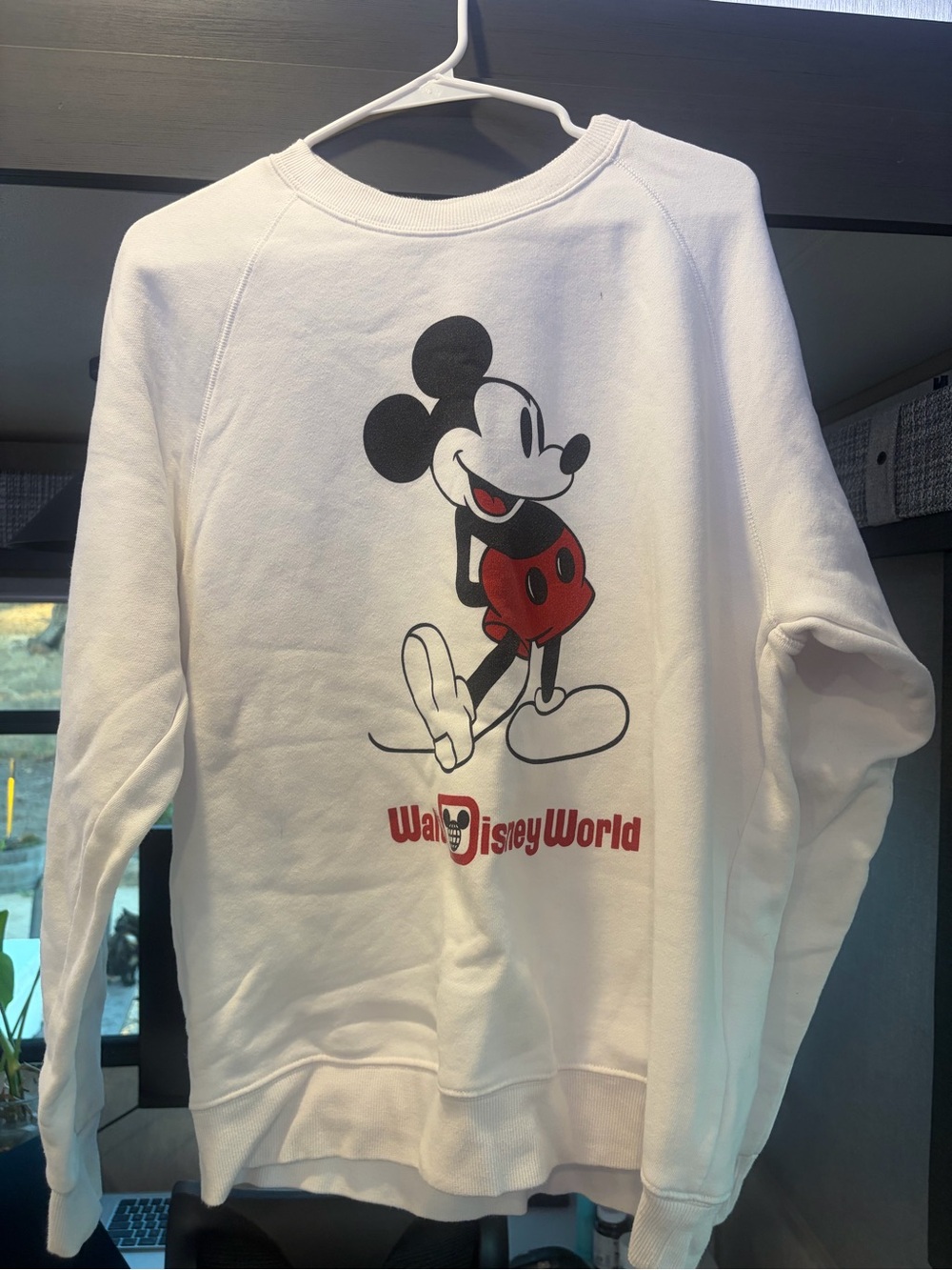 Disney White Crewneck Sweatshirt with Mickey Tag
